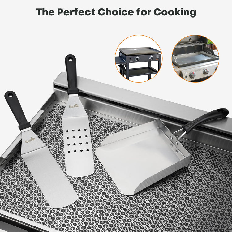 3 Piece Griddle Tool Set with Food Mover & 2 Grill Spatulas (3 Count)