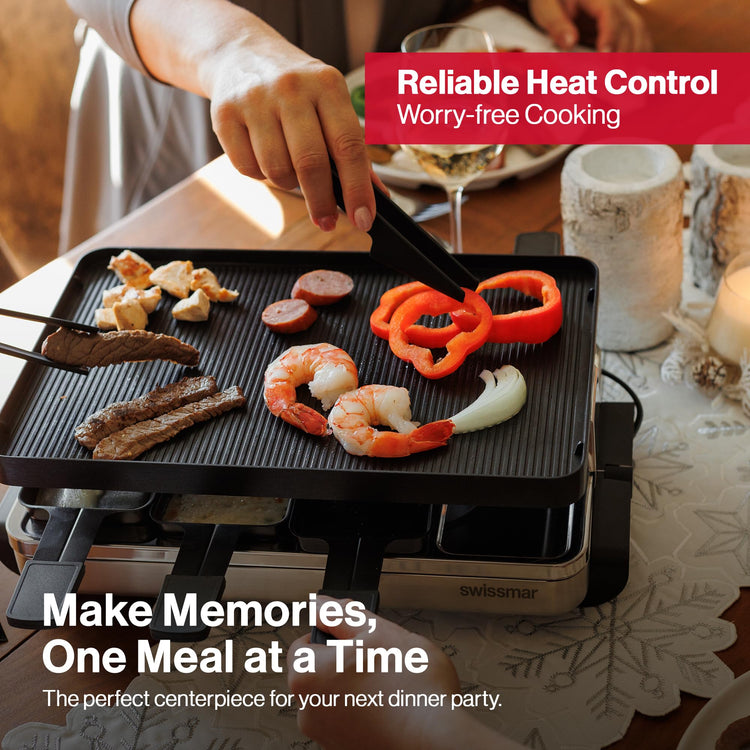Classic Raclette Party Grill with Reversible Cast Aluminum Non