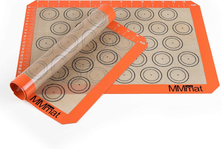 Silicone Baking Mat - Best German Silicone - Non Slip Silicone Baking Sheet, Non Stick Reusable Silicone Mats For Baking, Oven Liner, Counter Mat, 2 Half Sheets Macaron Baking Mats