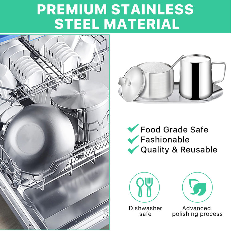 Stainless Steel Sugar and Creamer Set