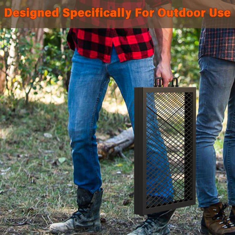 Onlyfire Foldable X-Marks Fire Pit Cooking Grate, Portable Rectangle Campfire Grill Grate with Handles, Heavy Duty Steel Campfire BBQ Grill for Outdoor, 44 inch