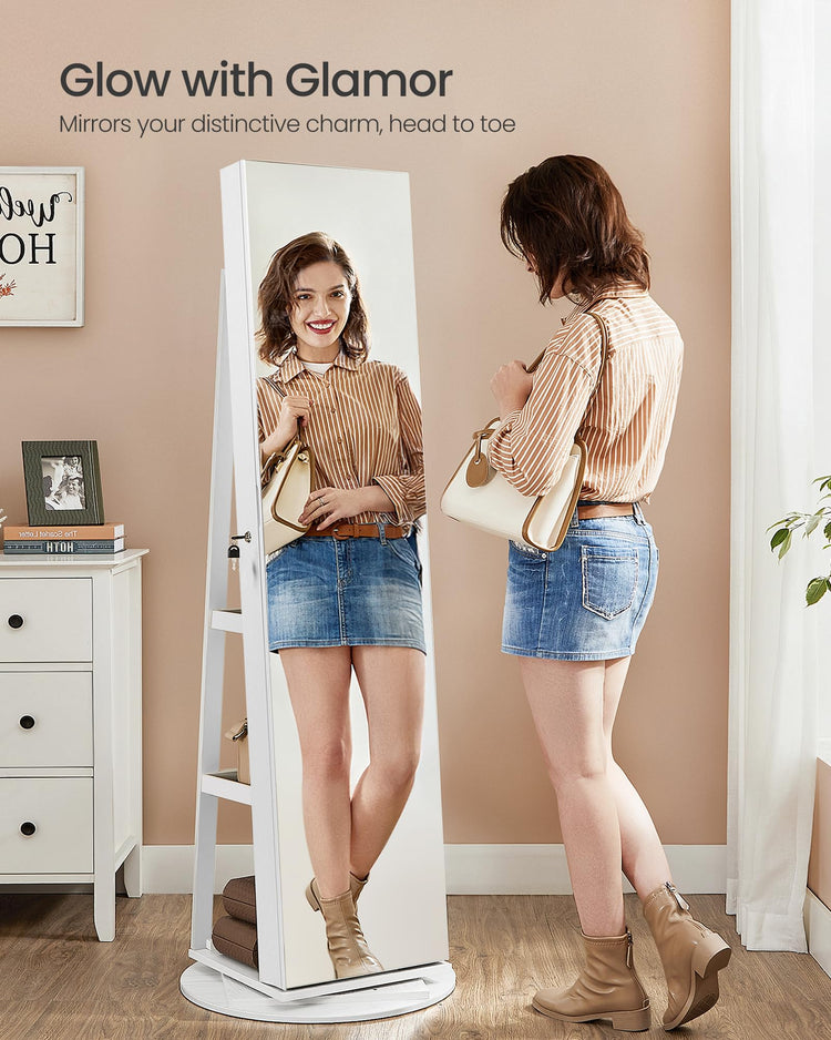 6 LEDs Mirror Jewelry Cabinet Organizer