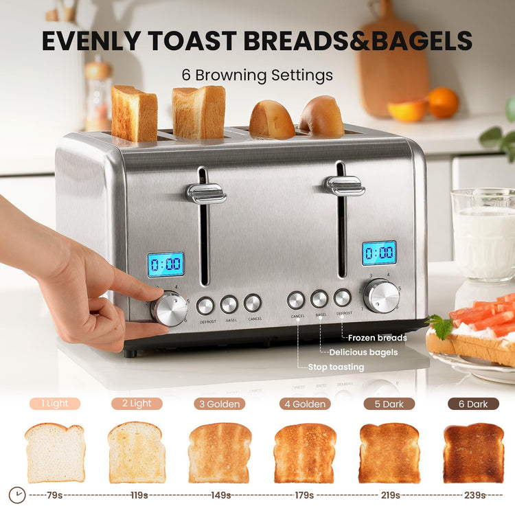 Countdown Stainless Steel 4 Slice Toaster with Bagel