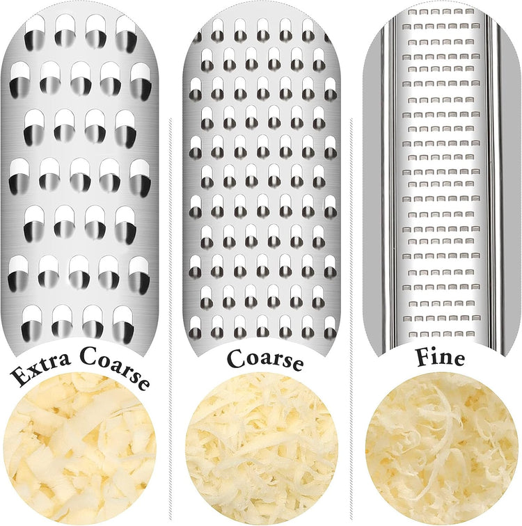 Cambom Lemon Zester Grater Three-piece Suit - Heavy Duty Kitchen Tool for Parmesan Cheese, Ginger, Garlic, Nutmeg, Chocolate, Vegetables,Fruits,Stainless Steel Grater Dishwasher Safe Green