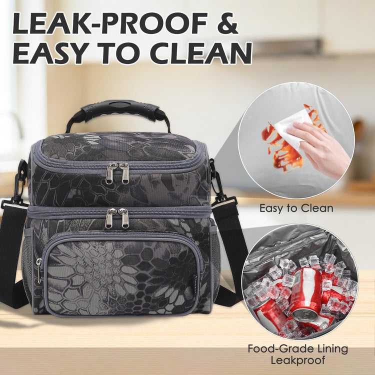 Double Layer Cooler Insulated Lunch Bag Adult Lunch Box Large Tote Bag for Men (2 Count)