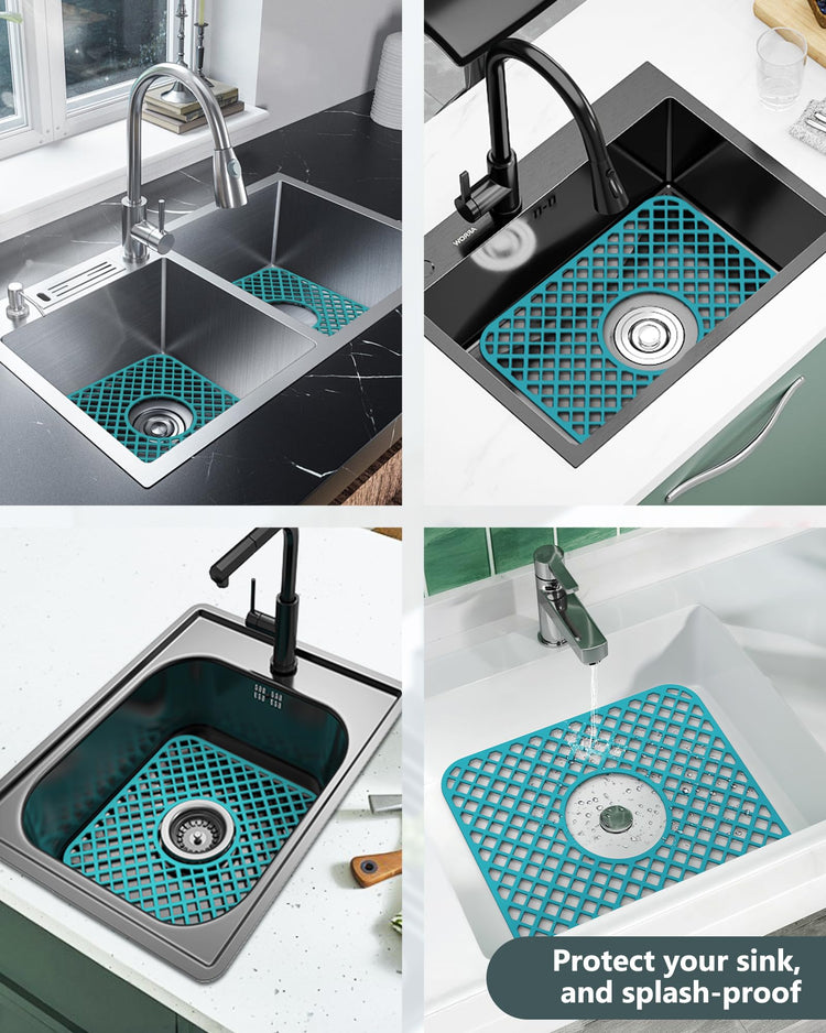 2 Pack Silicone Sink Mat Protector for Kitchen Sink
