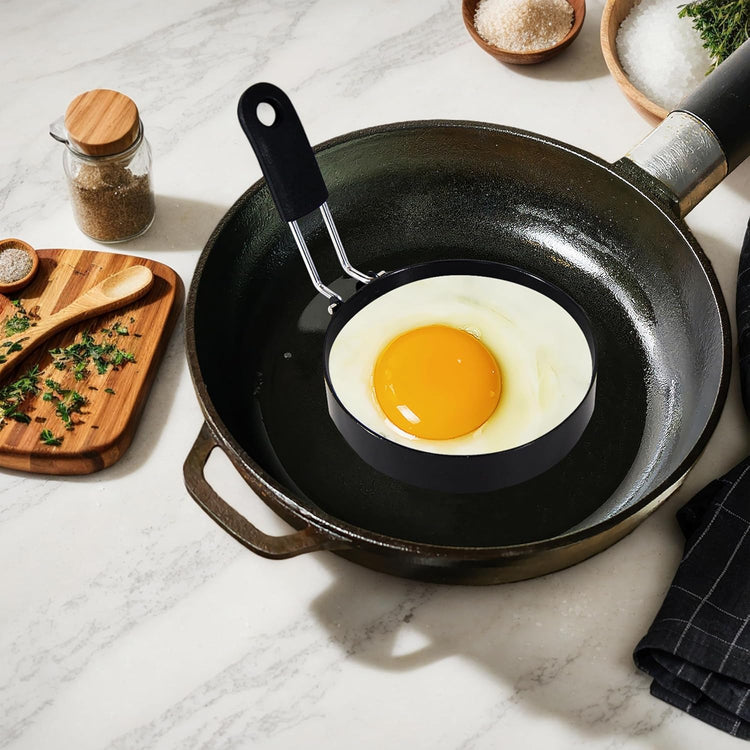 4 packs 3.5'' Egg Rings Set with Silicone Handle, Stainless Steel Egg Cooking Rings,Nonstick,For Frying Eggs and Egg Mcmuffins, Egg Mold For Breakfast