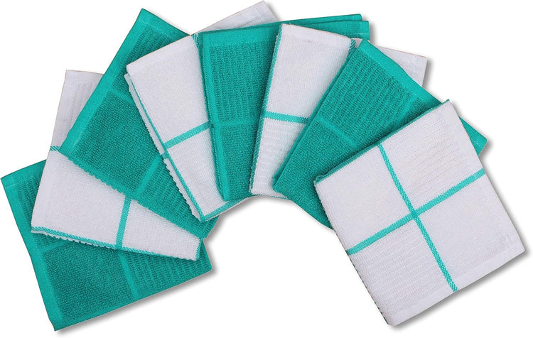 AMOUR INFINI Dish Cloths for Washing Dishes Set of 8 - Highly Absorbent, Super Soft Kitchen Dishcloths - Reusable Quick Dry Dish Rags for Cleaning & Drying Kitchen Linens (12x12 Inch - Teal) - Nestoria