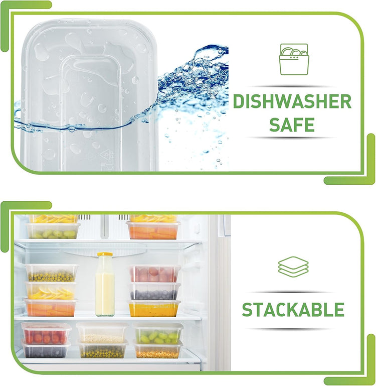 PrepNaturals 10 Pack Meal Prep Containers - 10 Pack of 25 Oz 100% BPA-free Plastic Food Storage Containers with Lids - Reusable Plastic Containers with Lids - Dishwasher Safe Lunch Containers