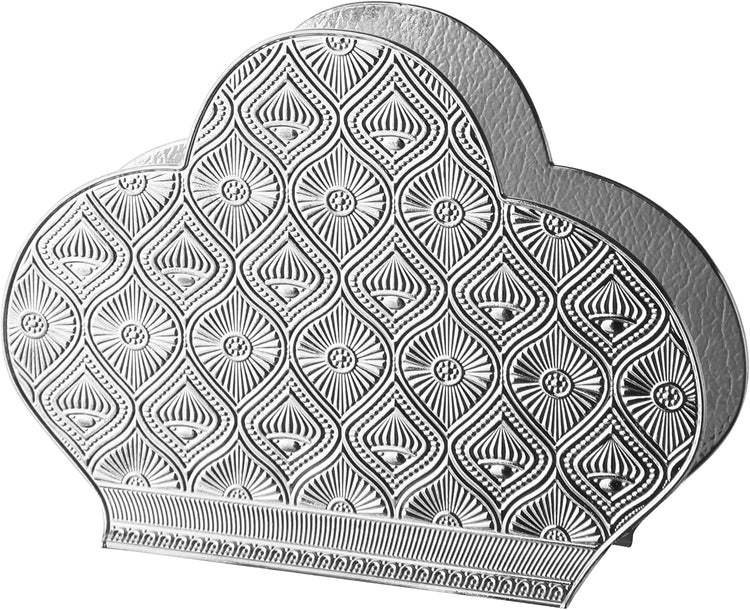 Alisveristime Zamac Napkin Holder – Decorative Elegant Metal Napkin Organizer for Table or Countertop Use (Silver)