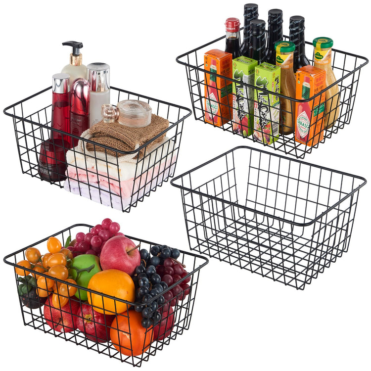 Extra Large】Wire Kitchen Storage Basket 4 Packs