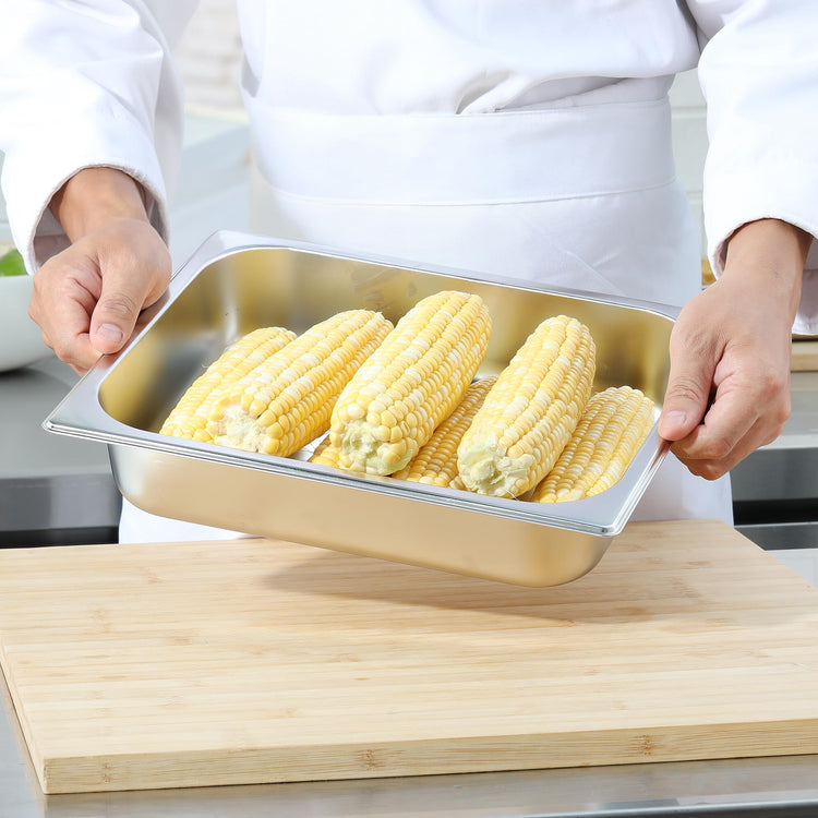 6-Pack 1/2 Size Stainless Steel Catering Pan, 2.5 Inch Deep Hotel Pan for Restaurant, Buffet, Party Supplies (6 Count)