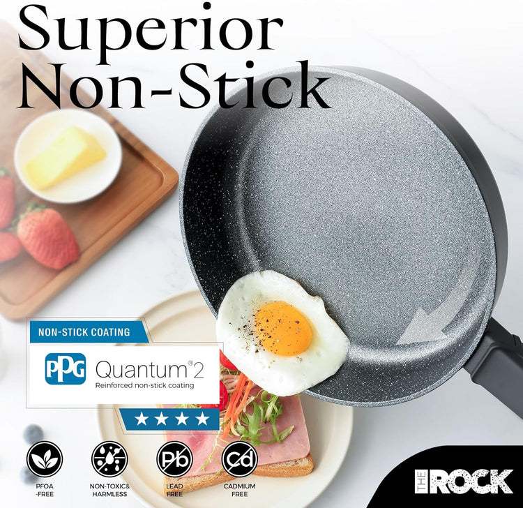 THE ROCK SOHO 12.5-Inch Nonstick Frying Pan – Compact for Urban Kitchens, Nothing Sticks, Never Warps, Lasts Longer, Oven & Dishwasher Safe, Black