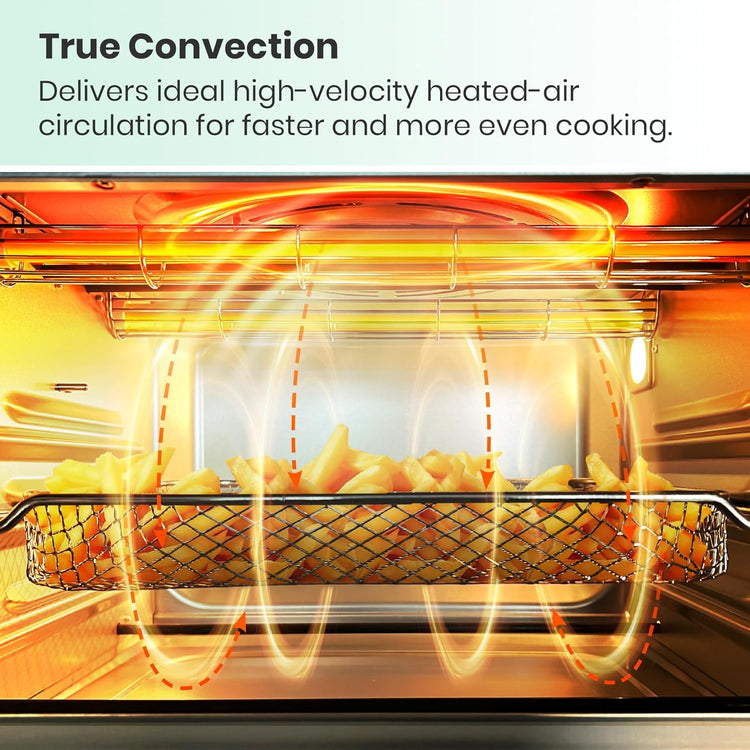 Retro Style Infrared Heating Air Fryer Toaster Oven, Extra Large Countertop Convection Oven 10-in-1 Combo, 6-Slice Toast, Enamel Baking Pan Easy Clean with Recipe Book, Green Color