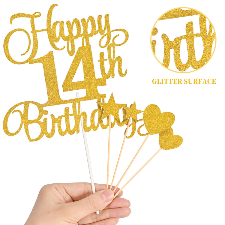 14th Birthday Cake Decorations (9 Count)