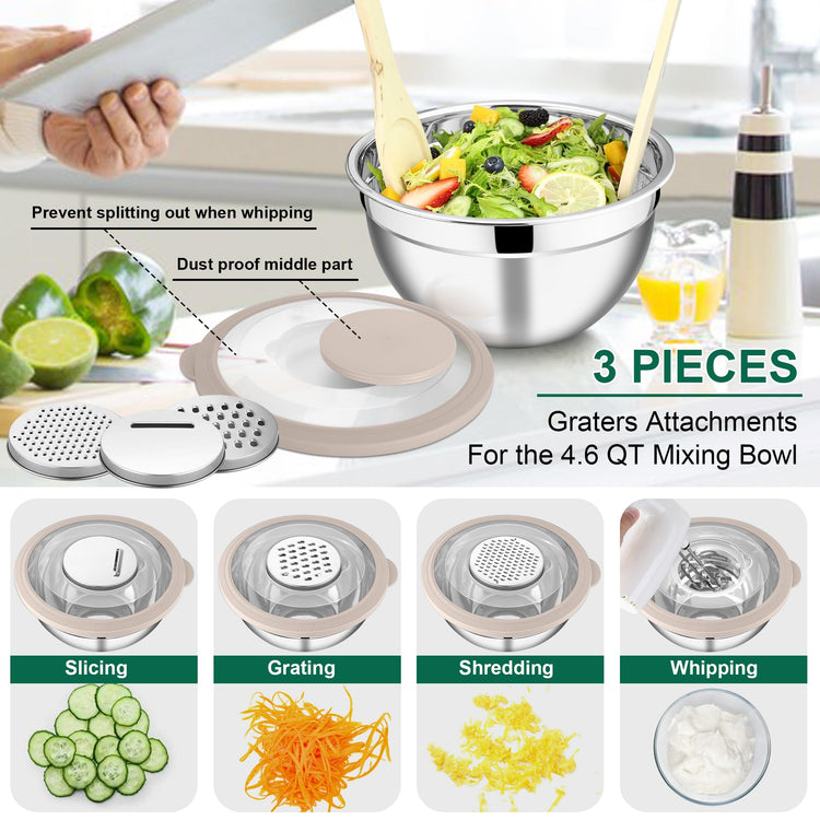 Mixing Bowls with Lids and Graters (3 Count)