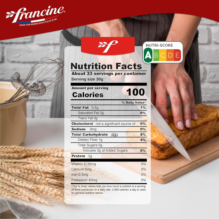 Francine Farne de Ble Bio - French T55 Organic All Purpose Flour (3 Pack, Total of 3kg) - Nestoria