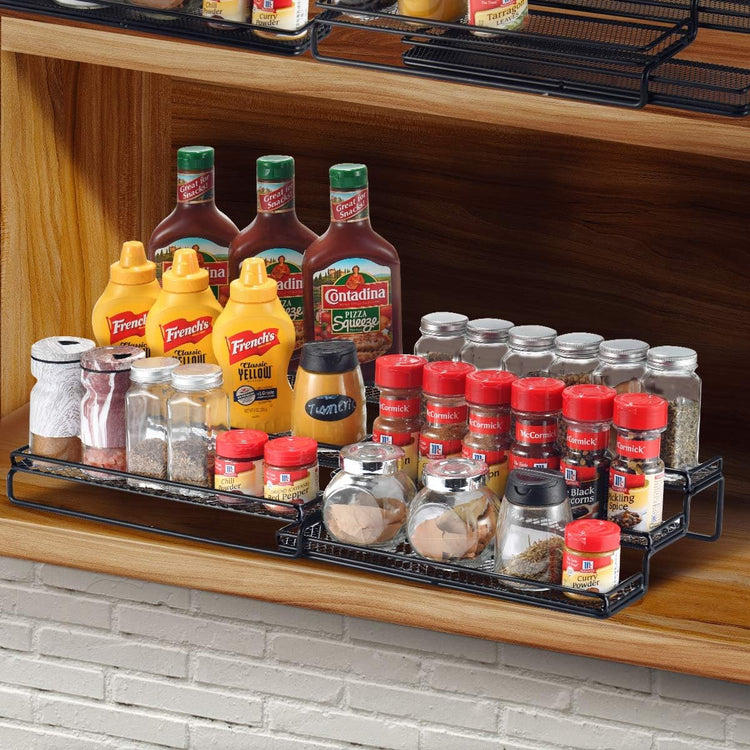 GONGSHI Spice Rack Organizer for Cabinet, Pantry and Countertop, 3 Tier Expandable Seasoning Shelf, Chrome