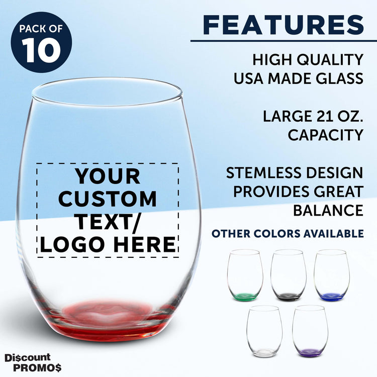10 ARC Stemless Wine Glasses Set (10 Count)