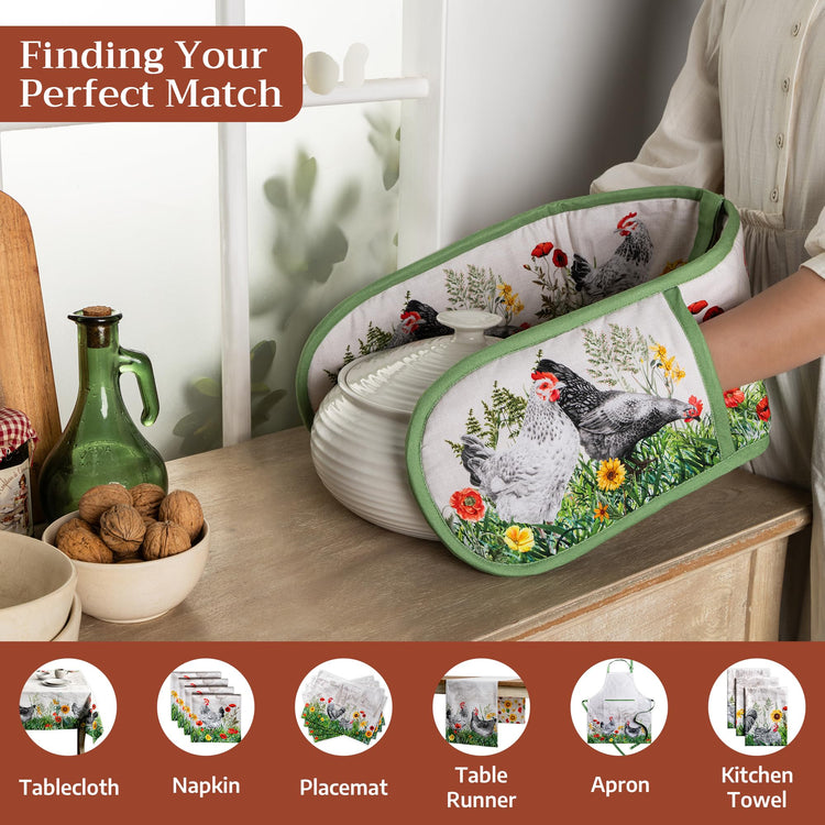 Double Oven Mitts 100% Cotton Double Oven Glove