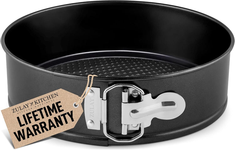 Zulay Premium Springform Pan 9-Inch Nonstick Cheesecake Pan with Removable Bottom, Leak-Proof Design, No Need for Parchment Paper – For Baking Cakes, Cheesecakes, Pies - Easy to Clean (Black)