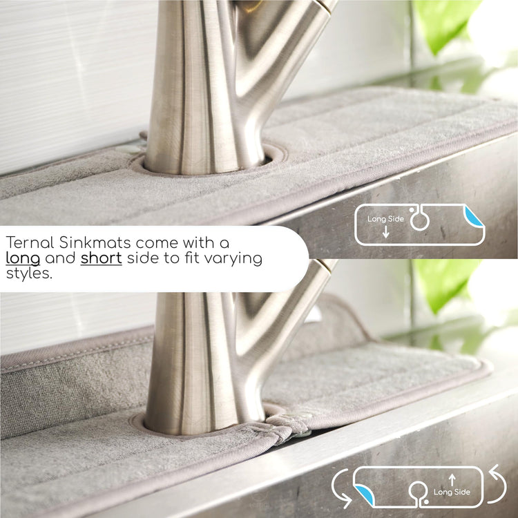 Original SINKMAT 24in XL Faucet Splash Guard Extra Long Microfiber Sink Drip Catcher Mat Non Slip Countertop Protector Drying Pad for Kitchen Bathroom RV Machine Washable Black