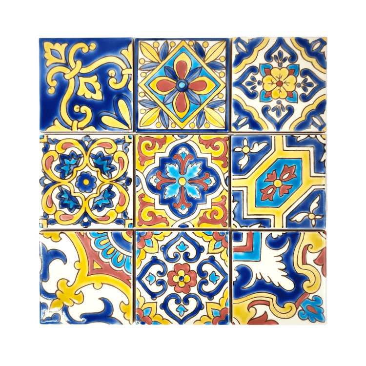 Set of 9 Decorative Ceramic Tiles