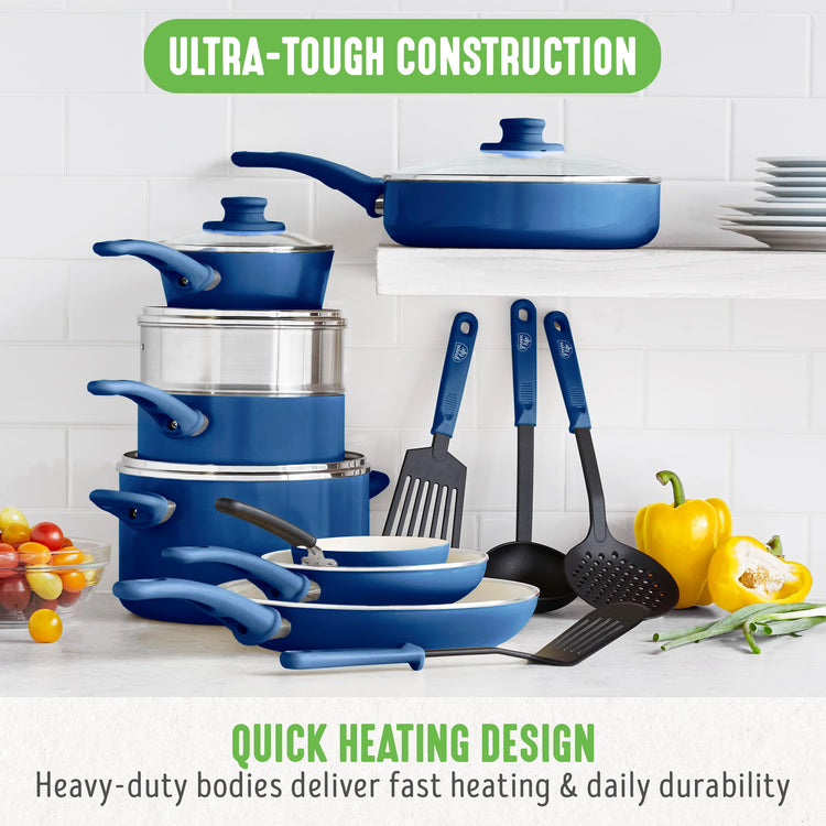 16 Piece Ceramic Nonstick Pots & Pans Cookware Set