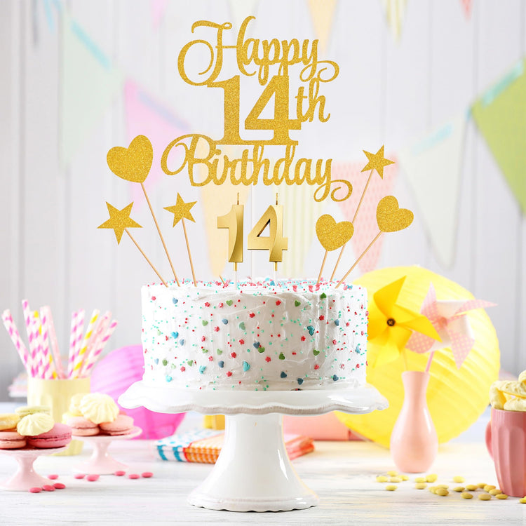 14th Birthday Cake Decorations (9 Count)