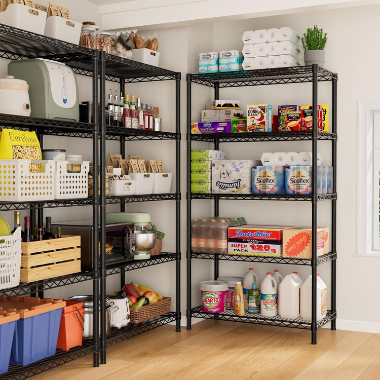 SINGAYE 5 Garage Heavy Duty Shelving Unit Kitchen Pantry Close Home Organizers and Storage Bathroom Shelf Laundry Room Organization Industrial Book Metal Wire Adjustable Shelves