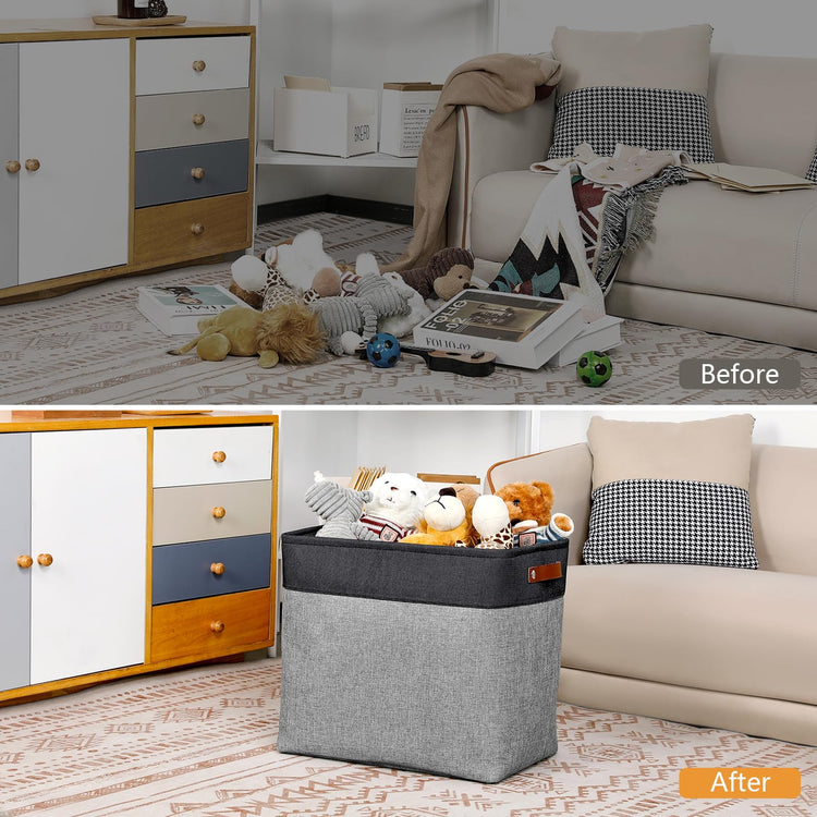 Grey Storage Baskets for Organizing 3 Pack Fabric Shelf Baskets for Gifts Empty Large Storage Organizer for Closet (3 Count)