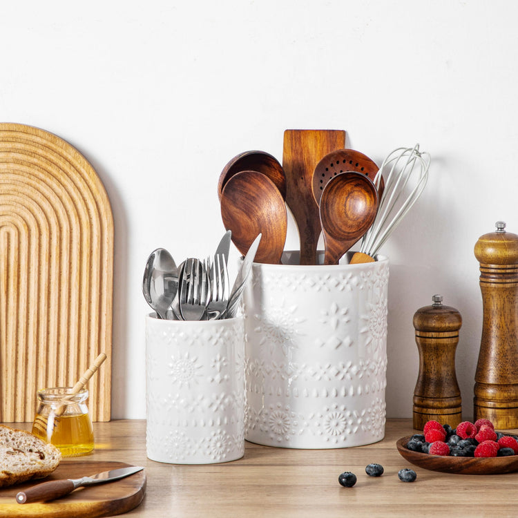 7.2"+5.4" Ceramic Utensil Holder Set of 2 (2 Count)