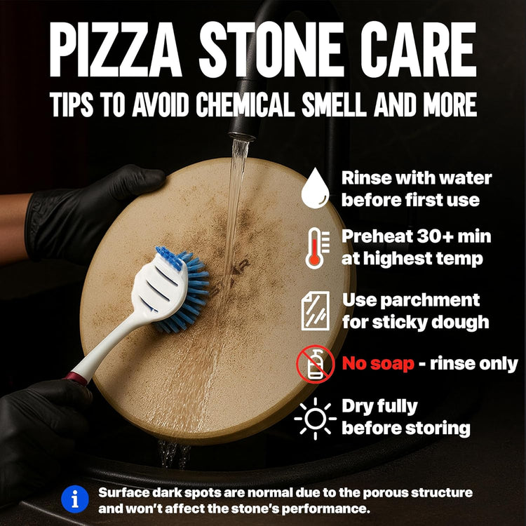 KitchenStar 12-inch Pizza Stone for Oven and BBQ Grill with Handles, Round, 5/8" Thick - Natural Cordierite, 1800 °F Resistant, Baking Stone Set with Stainless Steel Rack & Plastic Scraper Tool