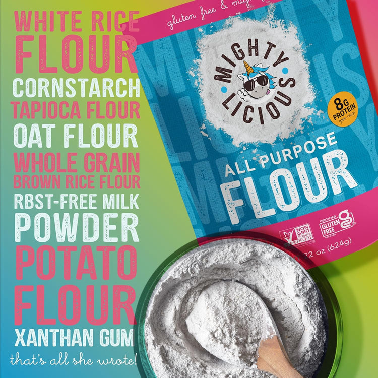 Mightylicious Gluten-Free All-Purpose Flour - Superfine Rice Flour - Non-GMO - Allergen Friendly - Ideal for Baking, Cooking, and Topping for Cakes, Bread, Muffins - 3-Pack (66oz Total, 4.3lbs) - Nestoria