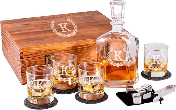 Personalized Whiskey Decanter Set, Whiskey Decanter Sets for Men, Customized Gifts for Men, Whisky Decanter Sets, Bourbon Decanter Set, Engraved Custom Scotch Glasses Liquor Lovers for Christmas
