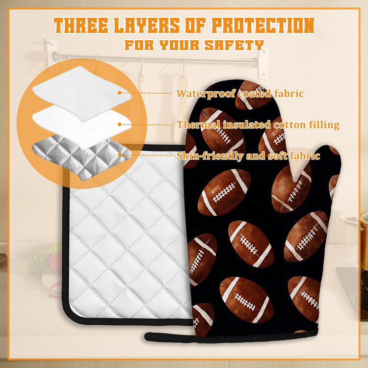 American Football Oven Mitts and Pot Holders (4 Count)