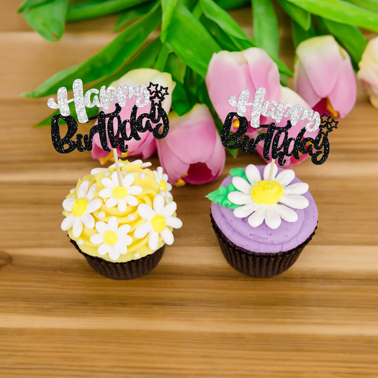 24Pcs Happy Birthday Cupcake Toppers (24 Count)