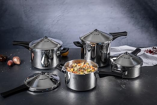 Kuhn Rikon Duromatic Stainless-Steel Saucepan Pressure Cooker - 7.4-Qt, Silver