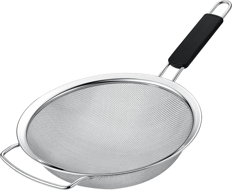 9" Large Extra Fine Mesh Strainer with Thermo Plastic Rubber Handle