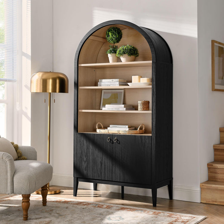 Nolan Tall Arched Storage Display Cabinet in Black
