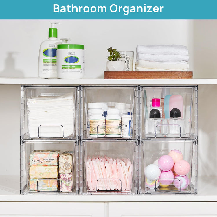 6 Pack Large Stackable Storage Drawers (6 Count)