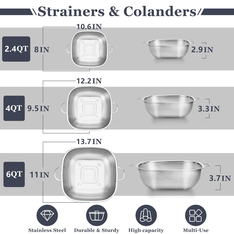 Stainless Steel Colander Set of 3 (3 Count)