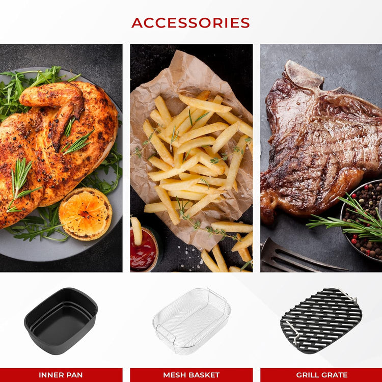 CUCKOO CAFG-A0601S Countertop Air Grill | Air Grill, Air Fry, Roast, Bake & Broil, Easy to Clean, Dishwasher Safe Accessories, Recipe Book Included, Stainless Steel
