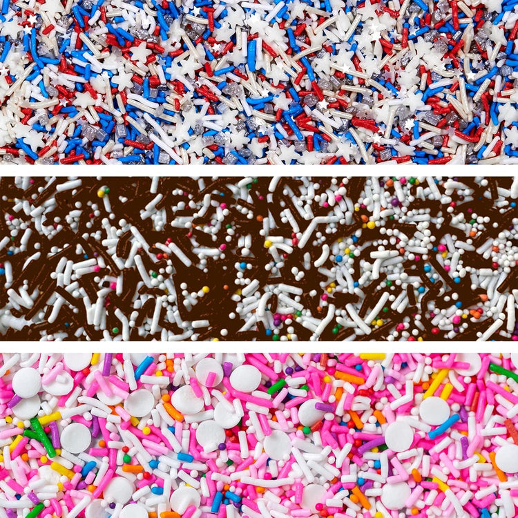 Fancy Sprinkles Party Time Sprinkle Set featuring Classic Twist, Animal Crackers and Superheroes, Assemble! (0.25c)