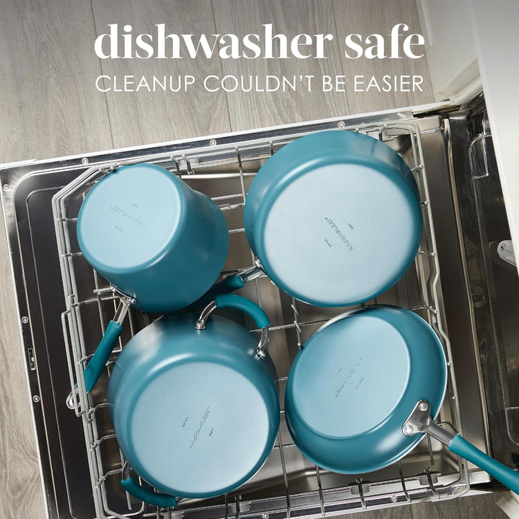 Rachael Ray Cucina Ceramic Nonstick Saute Pan with Lid, 3 Quart Non Stick Sauteuse Pan, Dishwasher Safe - Marine Blue