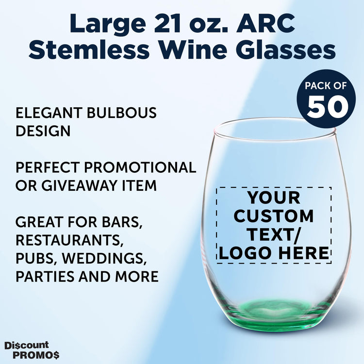 50 ARC Stemless Wine Glasses Set (50 Count)