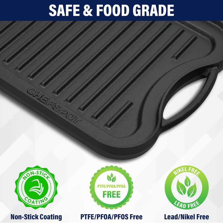 20" Reversible Cast Iron Griddle Grill Pan Double Burner Stovetop