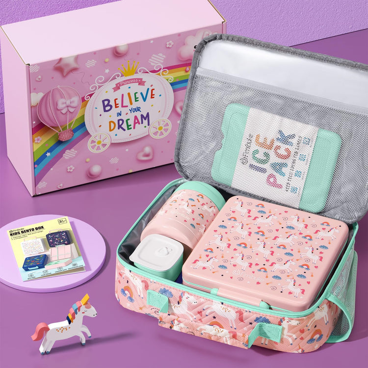 Kids Bento Snack Lunch Box with 4 Compartments (7 count)
