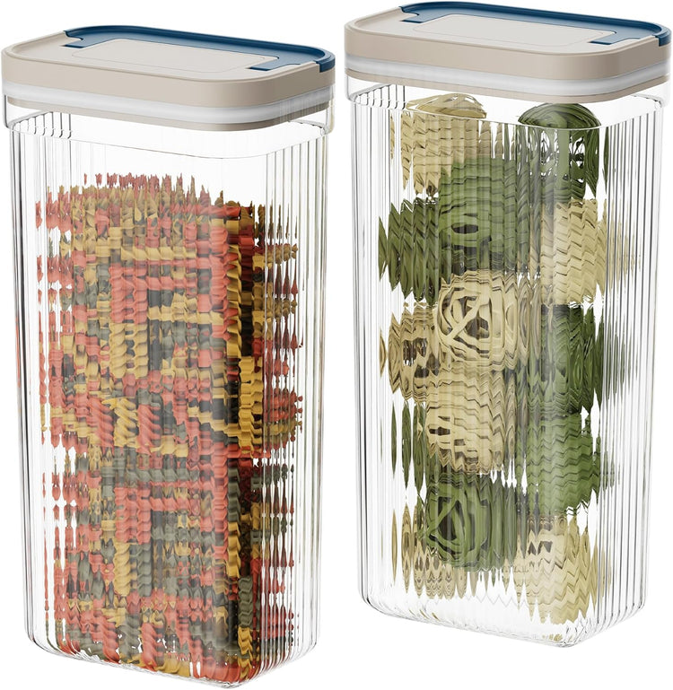 2 PACK 3.2L Food Storage Containers with Airtight Lids, 12" Tall Jar Food Container, BPA Free, Dry Food Storage for Pasta, Spaghetti, Cereal, Flour Pantry Organization, Cream