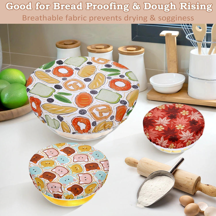 5Pcs Reusable Beeswax Elastic Bowl Covers for Bread Proofing and Food Cover (5 Count)